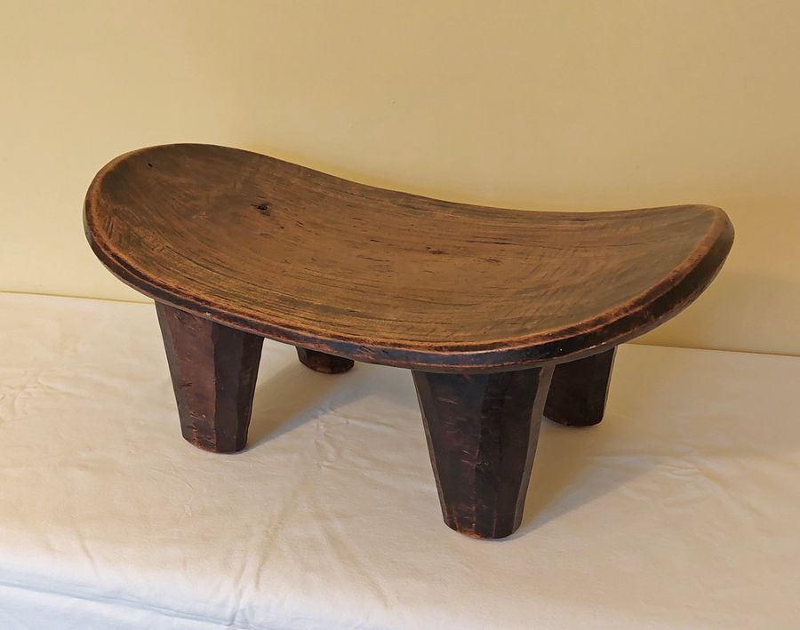 Vintage Eastern or Tribal Hardwood Headrest with Dished Top