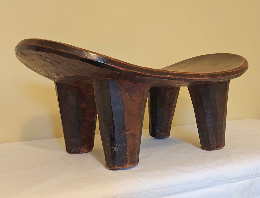 Antique Vintage Eastern or Tribal Hardwood Headrest with Dished Top