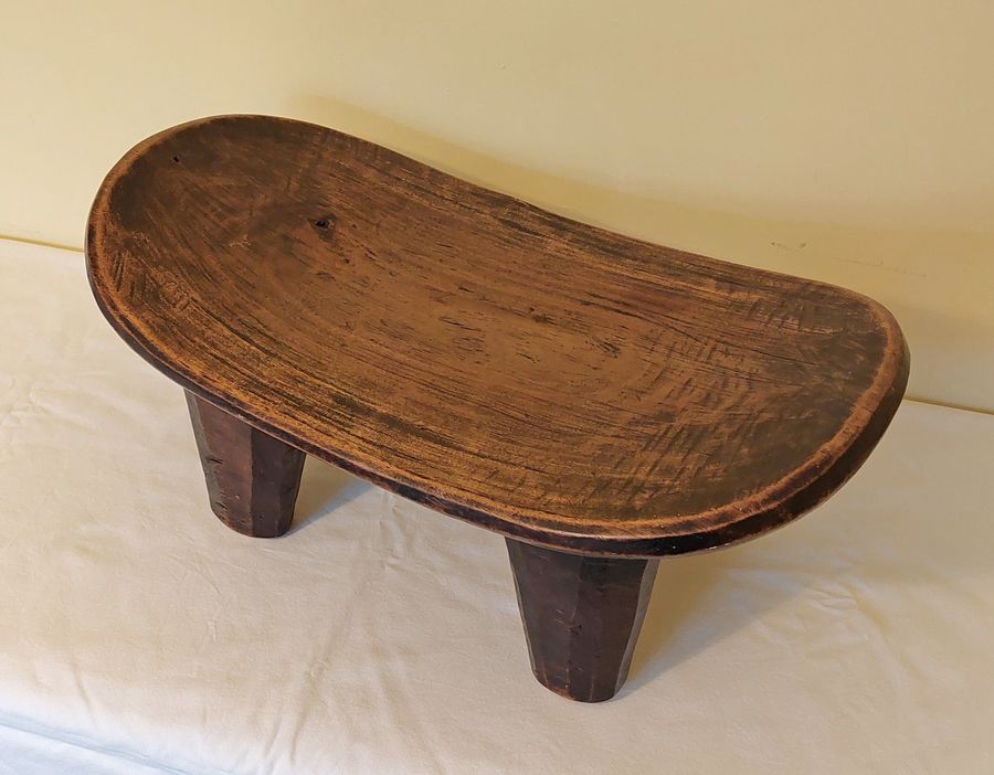 Antique Vintage Eastern or Tribal Hardwood Headrest with Dished Top