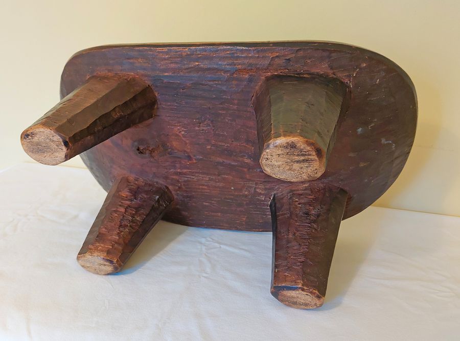 Antique Vintage Eastern or Tribal Hardwood Headrest with Dished Top