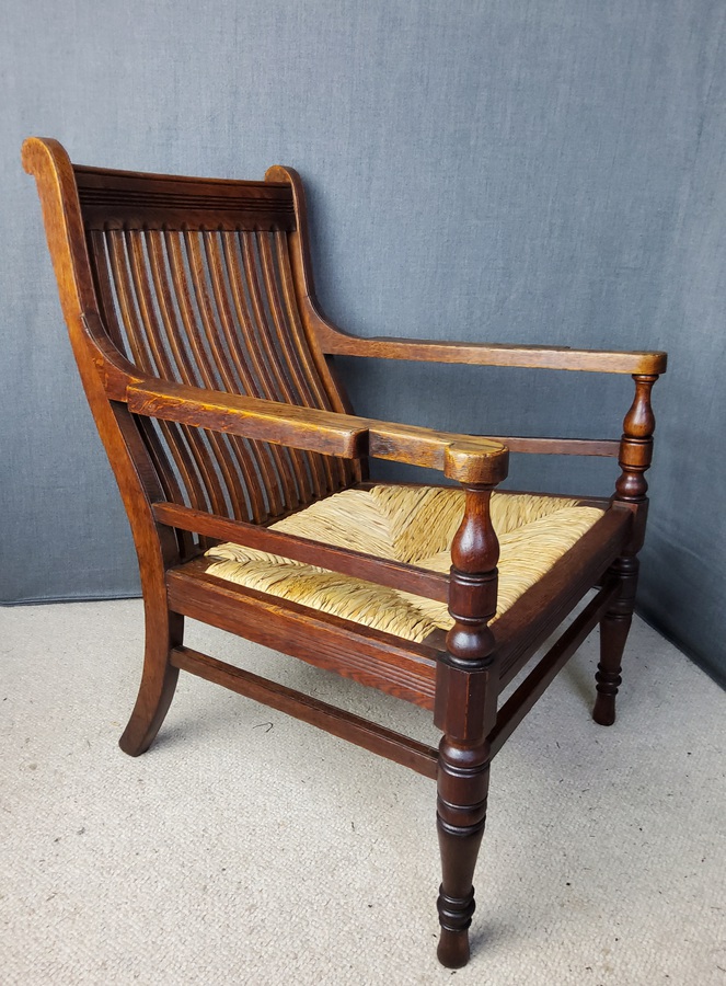 Antique Aesthetic / arts and crafts Oak armchair library chair attr. Godwin by Peddle