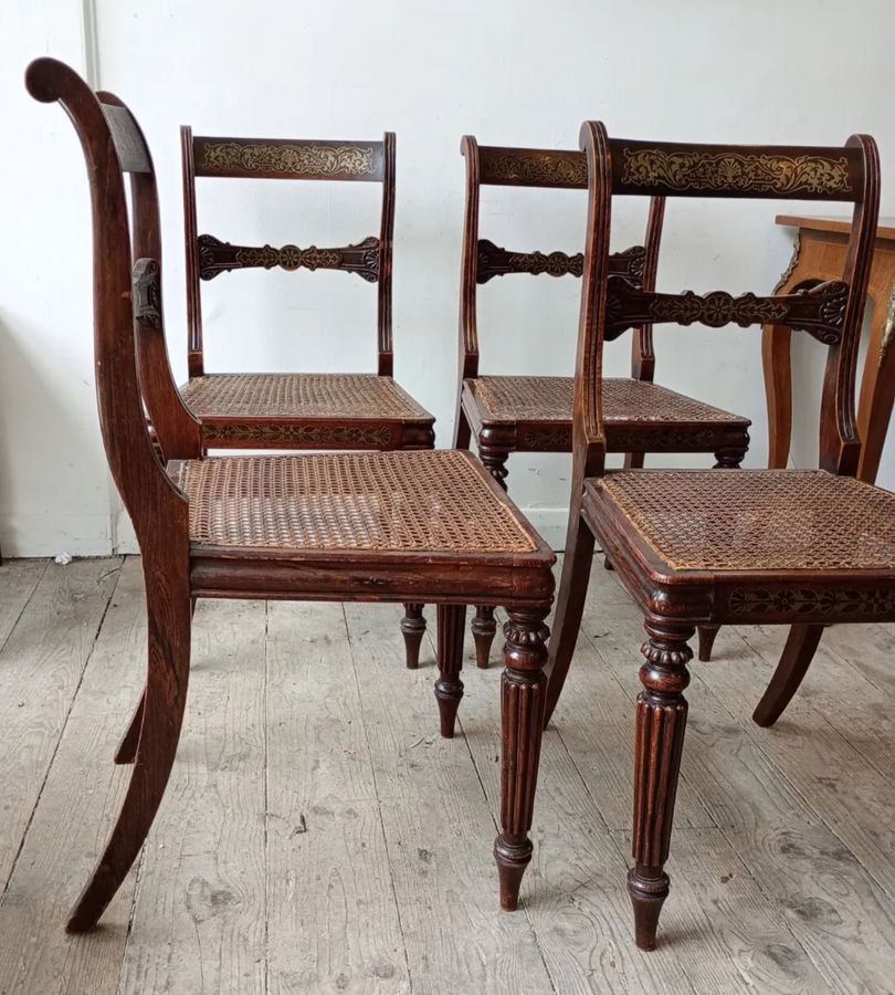 Antique Set of 4 George Bullock regency side chairs