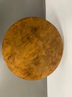 Antique Circular Art Deco Display Table in polished Burr Oak from the 1920s