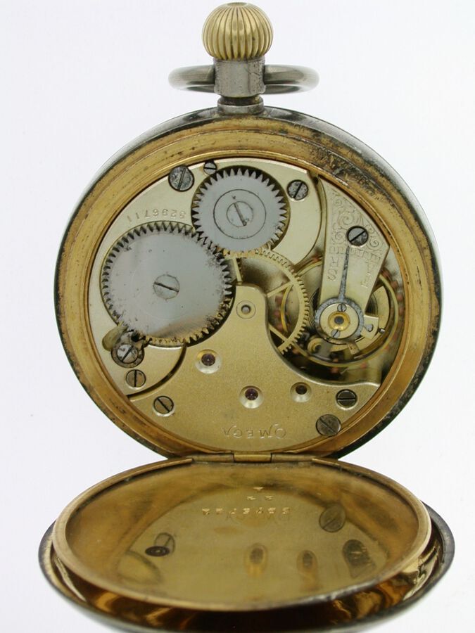 Antique Omega Steel Open Face  Pocket Watch Swiss 1920