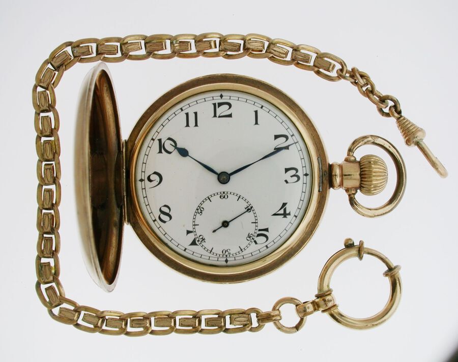 Full Hunter Gold Filled Pocket Watch with a Dennison Case Swiss 1930