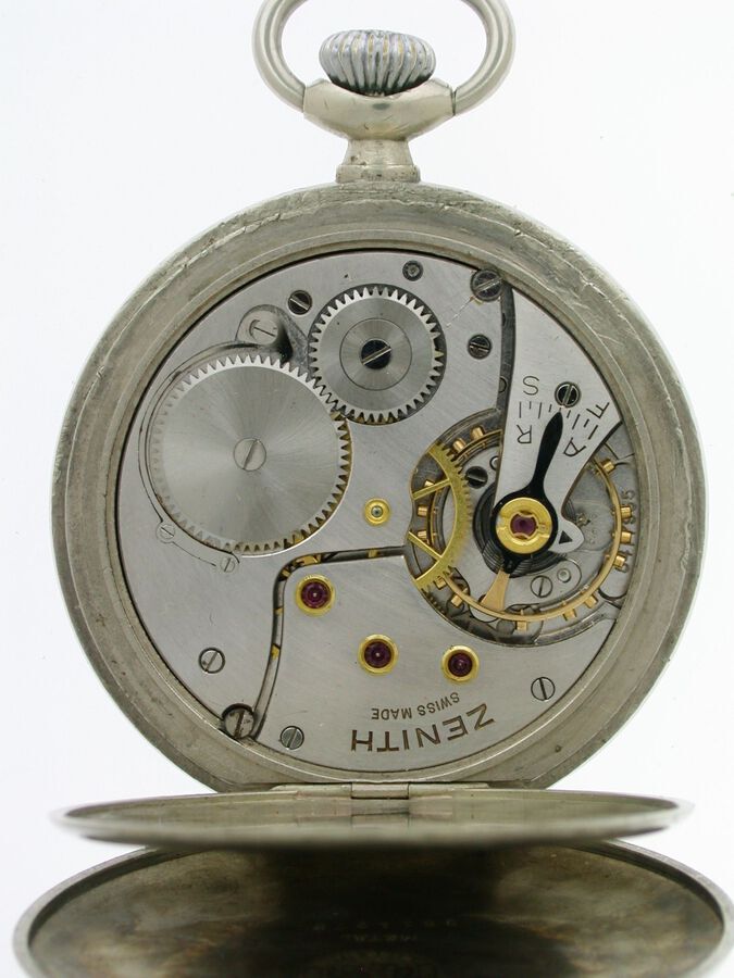 Antique Antique ZENITH Steel Pocket Watch  Swiss 1960