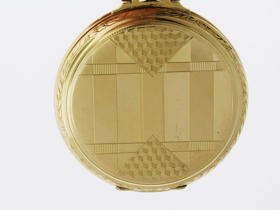 Antique Antique Art Deco 18 Kt Yellow Gold Pocket Watch  Swiss London Import