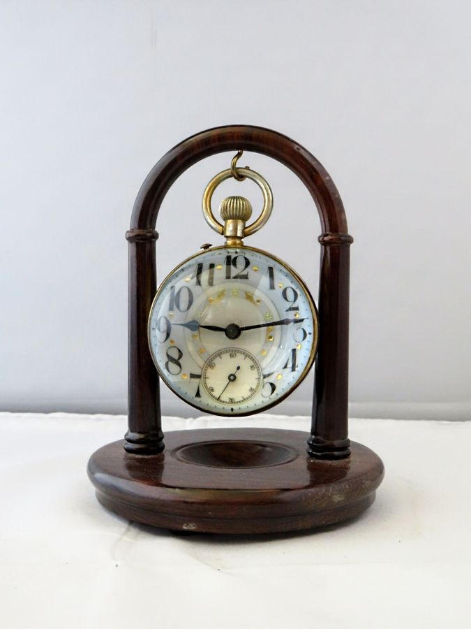 Antique Desk Ball Watch Clock with Magnifying Glass - France 1900