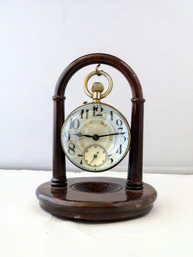 Antique Antique Desk Ball Watch Clock with Magnifying Glass - France 1900