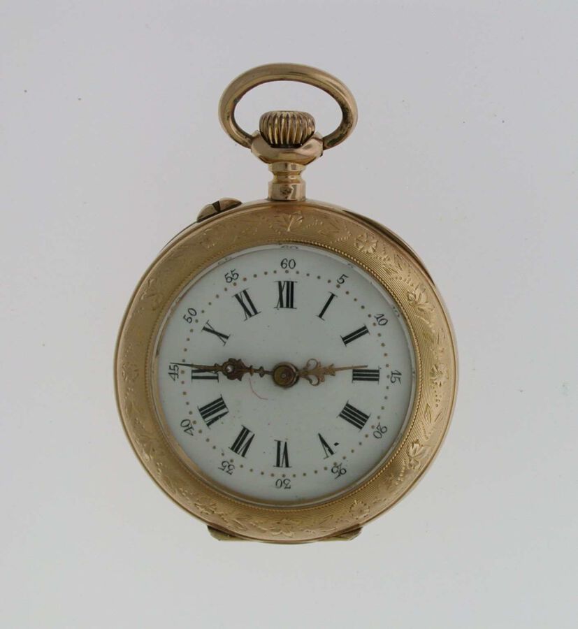 Antique 18 Kt Rose Gold FOB Open Face Pocket Watch Swiss 1880