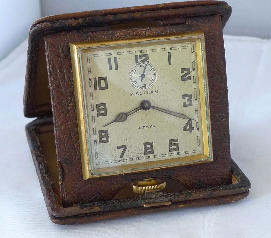 Antique Antique Interior Design Waltham 8day Travelling Clock Decorative Desk