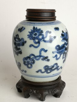 Chinese 18th C Blue White 'Bogu' Vase