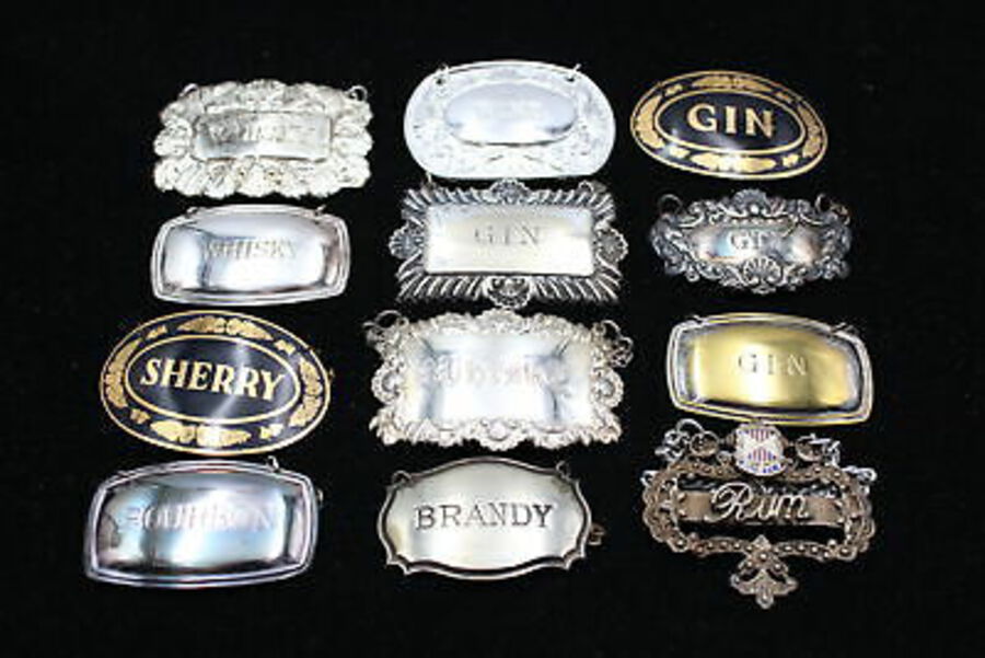 12 x Antique / Vintage BREWERIANA Decanter Labels Inc. Matching, Whisky, Sherry