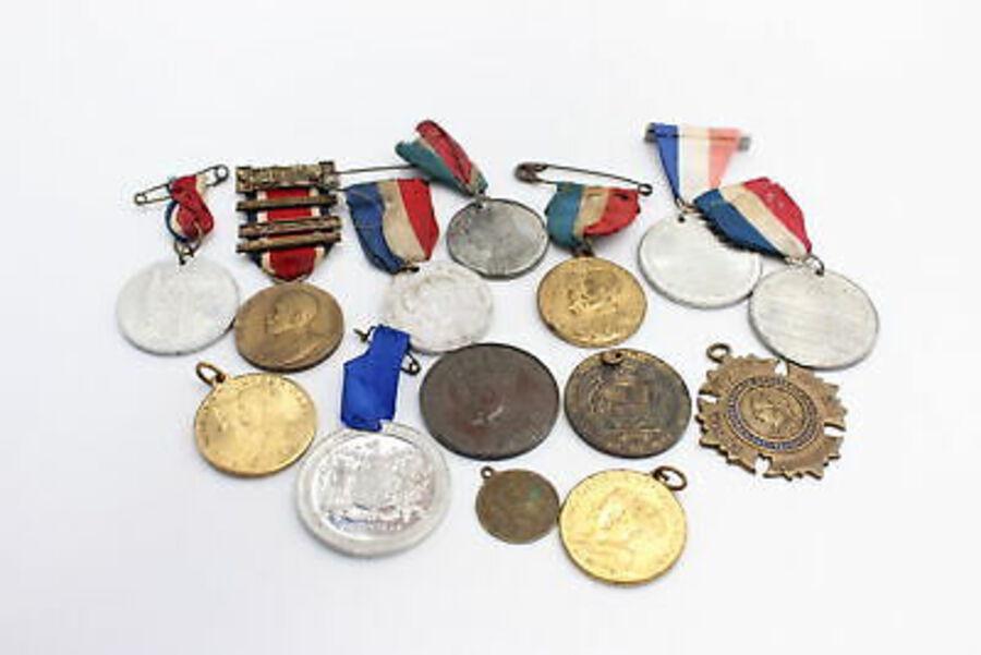 14 x Antique / Vintage ROYAL Medallions / Medals Inc Victoria, George V Etc
