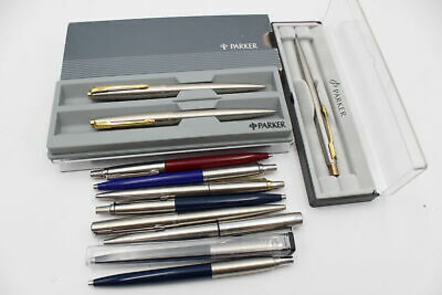 10 x Assorted PARKER Ballpoint Pens / Biros Inc Vintage, Jotter, Boxed Etc