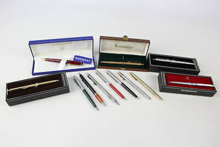 12 x Assorted BRANDED Ballpoint Pens / Biros Inc Vintage, Sheaffer, Waterman Etc