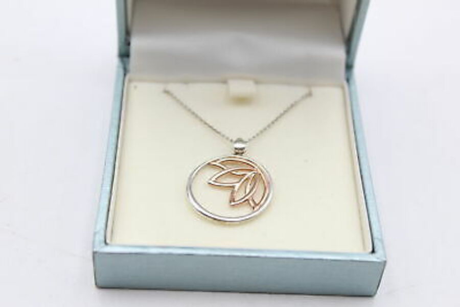 .925 Sterling Silver KIT HEATH NECKLACE w/ Lotus Drop, Signed, Rose Gold (3g)