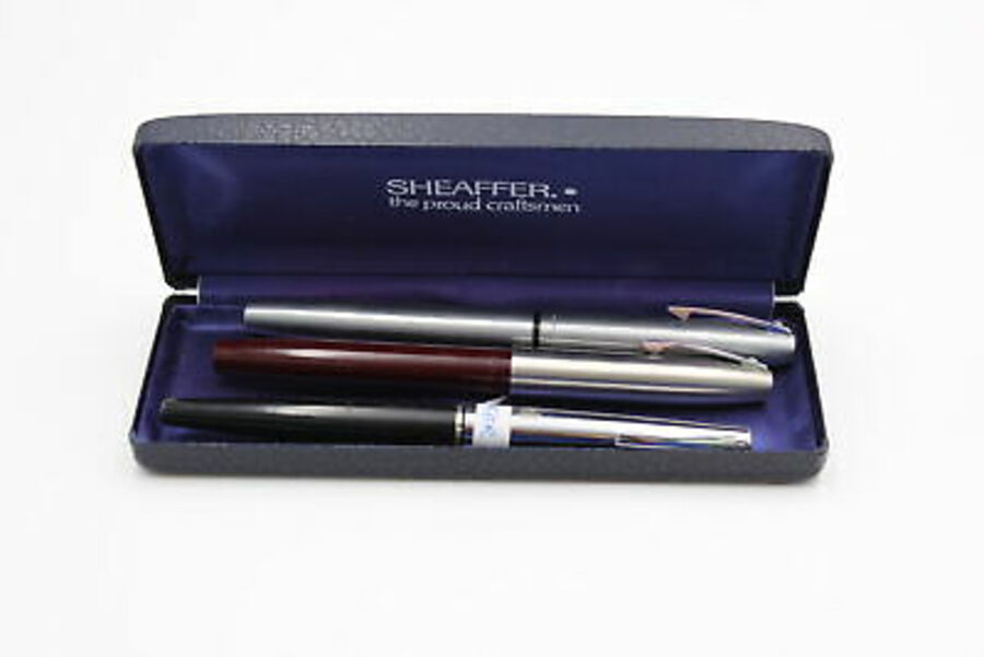 3 x Assorted SHEAFFER Fountain Pens WRITING Inc Vintage, Imperial, Boxed Etc