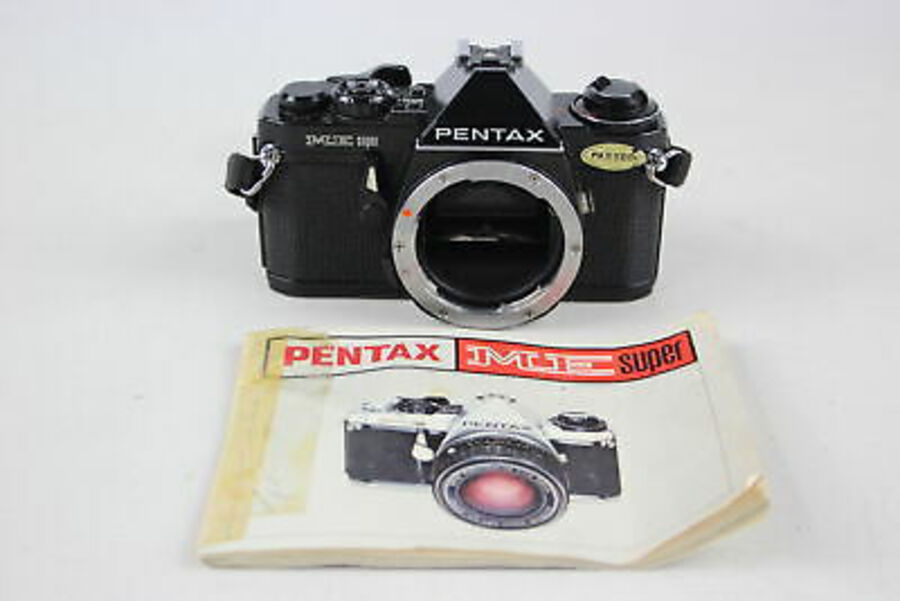 Pentax ME Super SLR FILM CAMERA All Black, Body Only w/ Instructions WORKING