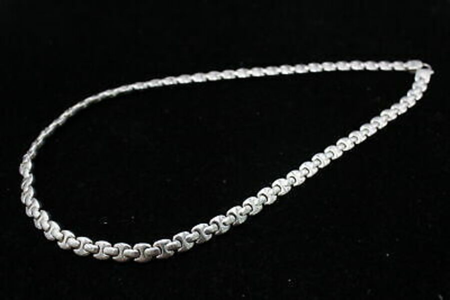 .925 Sterling Silver NECKLACE w/ Fancy Links, Chunky Panels, Modern (49g)