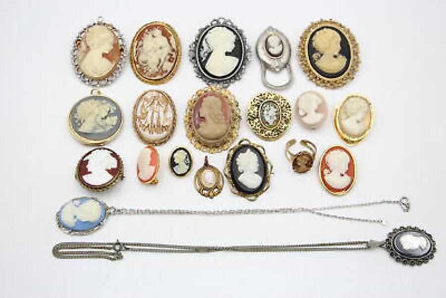 20 x COSTUME CAMEO JEWELLERY inc. Rolled Gold, True Vintage, Three Graces