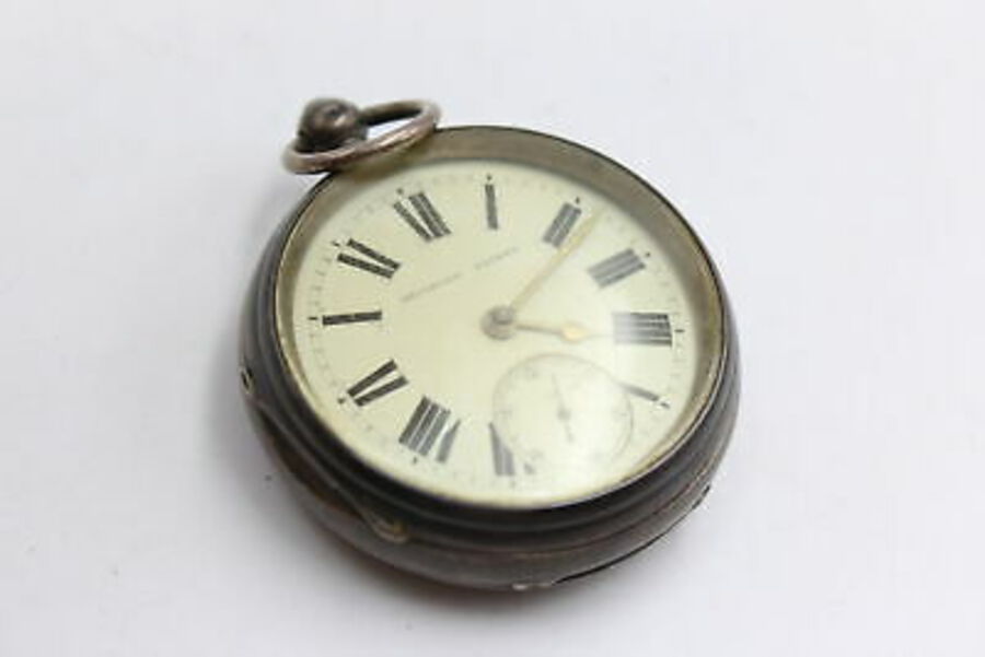 Antique Hallmarked .925 SILVER Cased Open Face Fusee POCKET WATCH Key-Wind 173g