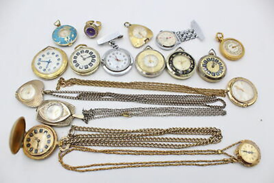 16 x Vintage Ladies FOB / PENDANT / RING WATCHES Hand-Wind Inc. Smtihs Etc.