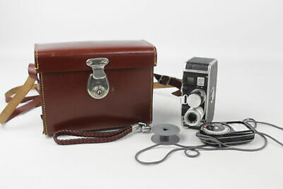 Vintage Paillard Bolex B8 CINE CAMERA w/ Brown Leather Case