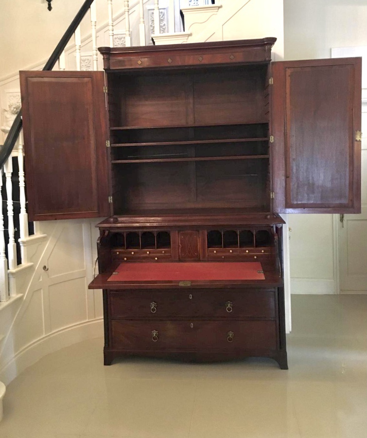 Antique Fine Quality Regency Mahogany Secretaire Bookcase