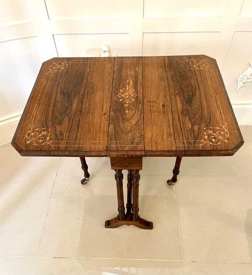 Antique Quality Antique Edwardian Inlaid Rosewood Sutherland Table