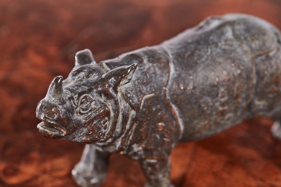 Antique Antique Miniature Bronze Rhino 