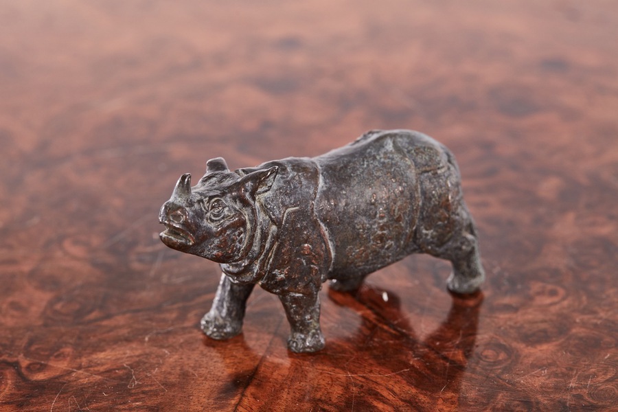 Antique Antique Miniature Bronze Rhino 