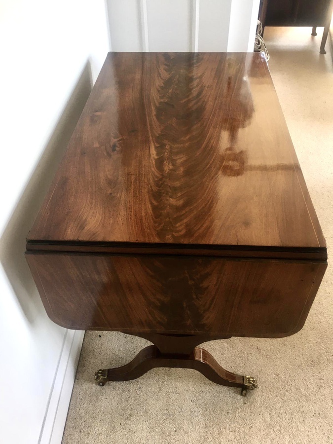 Antique  Fine Quality George III Inlaid Mahogany Freestanding Sofa Table