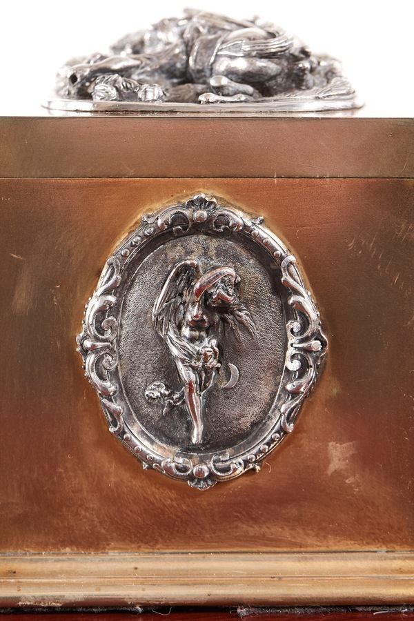Antique  Fine Antique Victorian Brass & Silver Plated Tea Caddy 
