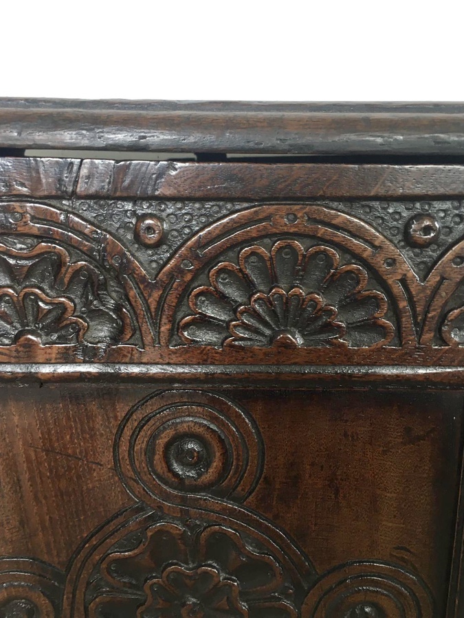 Antique  18th Century Antique Carved Oak Coffer