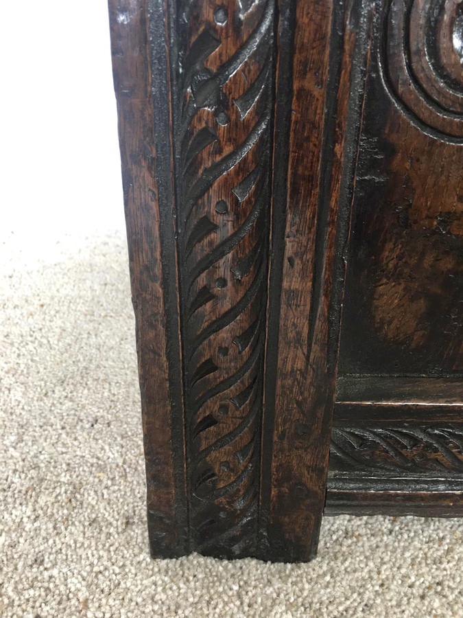 Antique  18th Century Antique Carved Oak Coffer