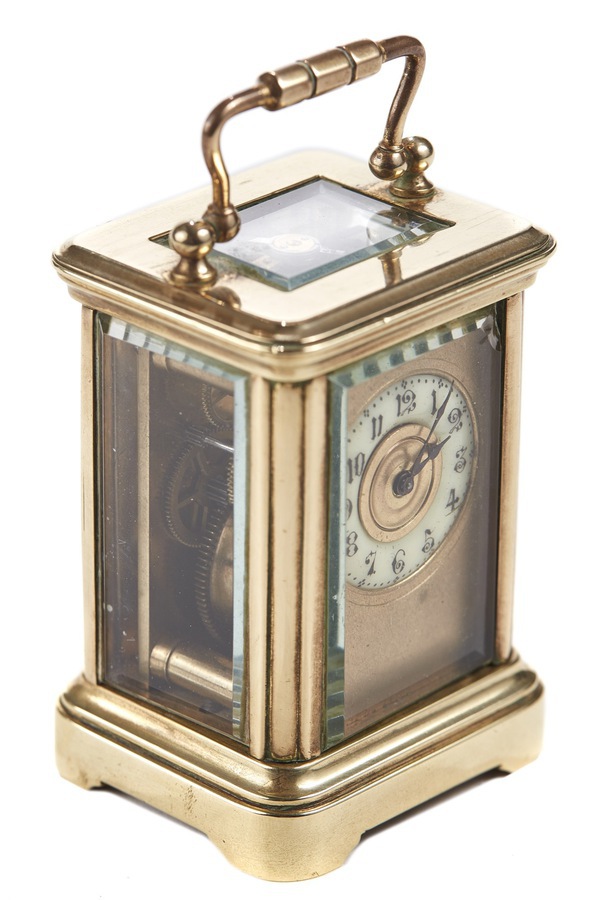 Miniature Lacquered Brass Cased Carriage Clock