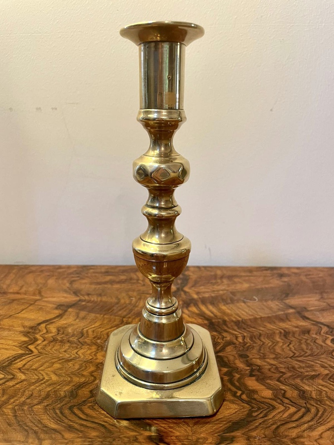 Antique Pair of Antique Victorian Brass Candlesticks 