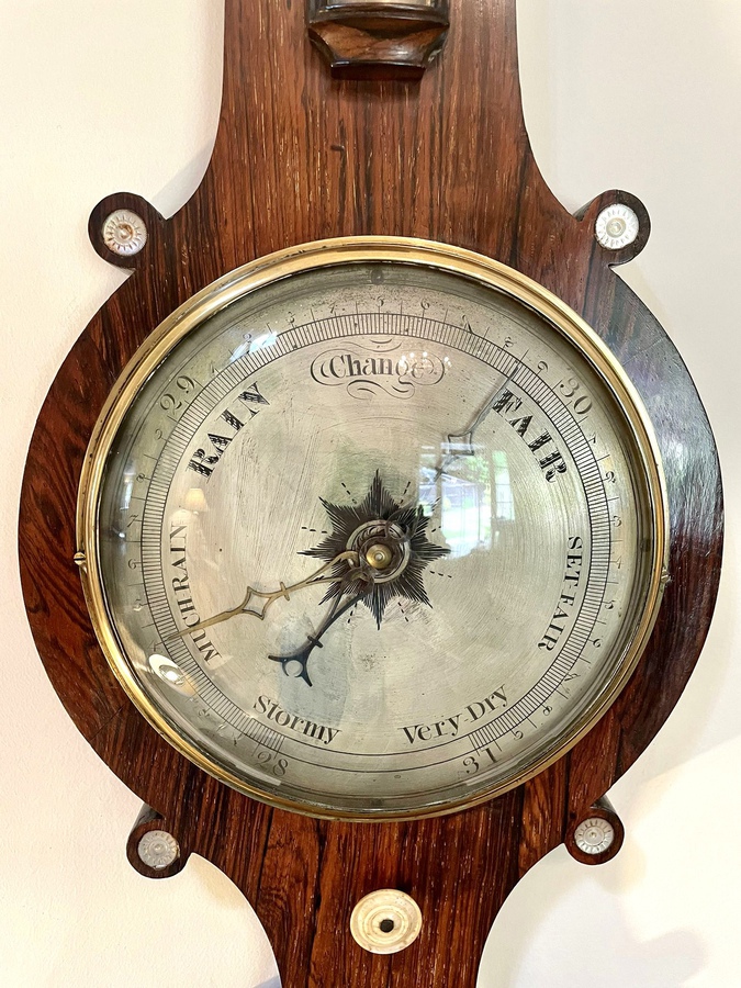 Antique Antique 19th Century Rosewood Banjo Barometer 