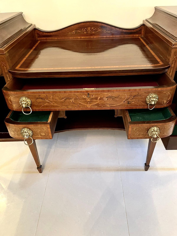 Antique  Fine Quality 19th Century Mahogany Inlaid Marquetry Sideboard by Hewetsons, London