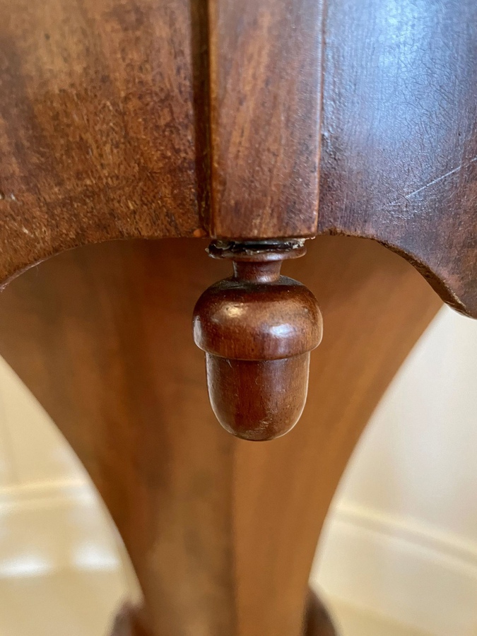 Antique Quality Antique Victorian Mahogany Circular Trumpet Sewing Table 