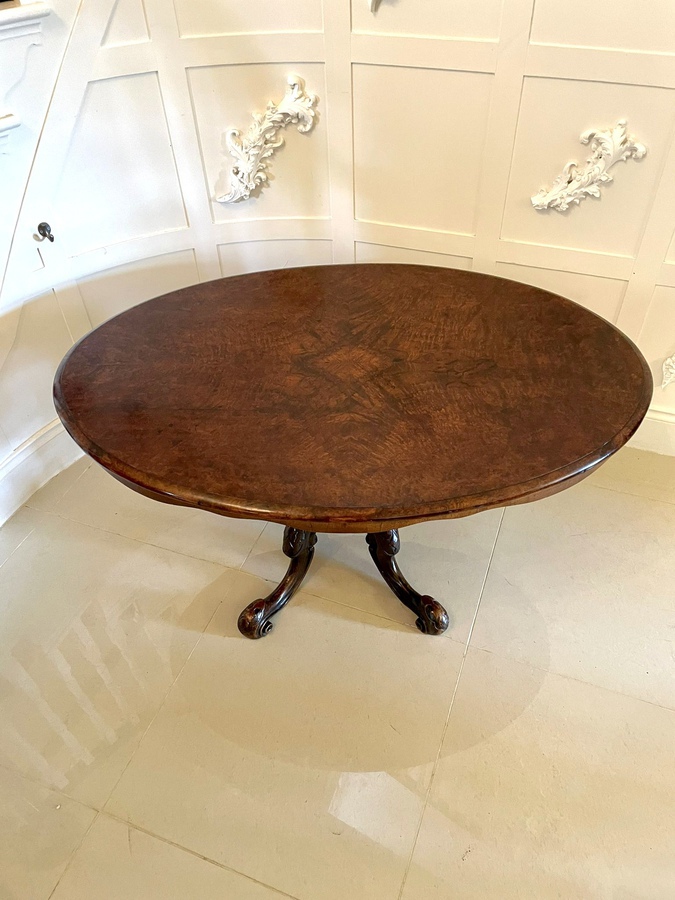 Antique Quality Antique Victorian Burr Walnut Oval Coffee Table 