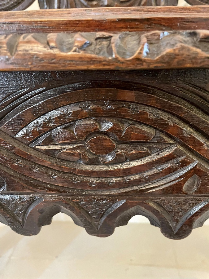 Antique Antique Victorian Carved Oak Side Table