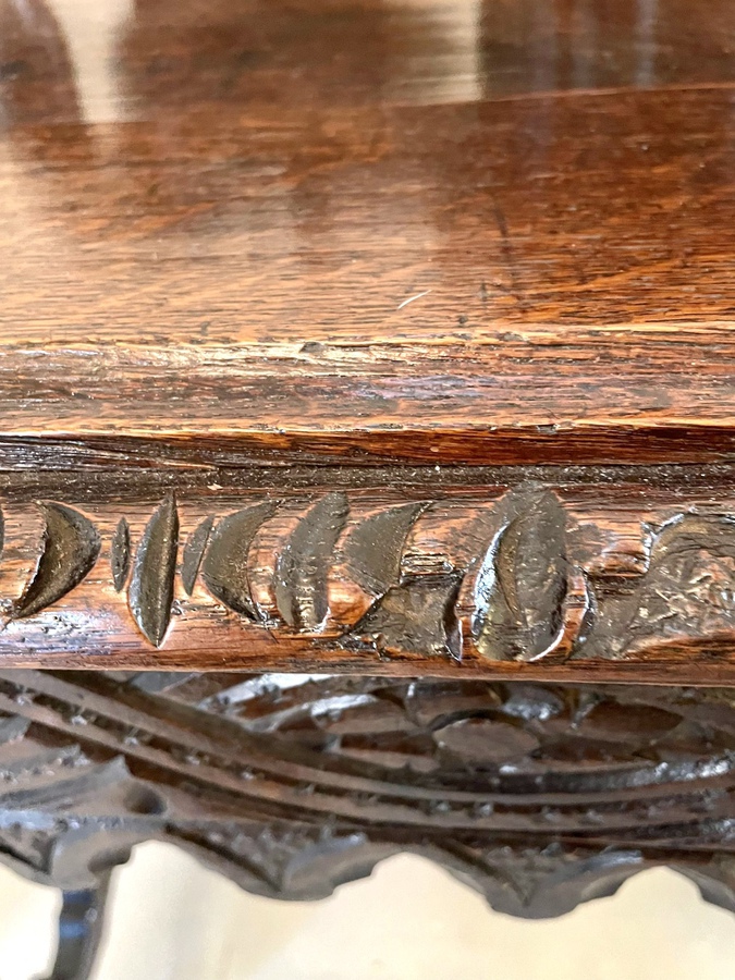 Antique Antique Victorian Carved Oak Side Table