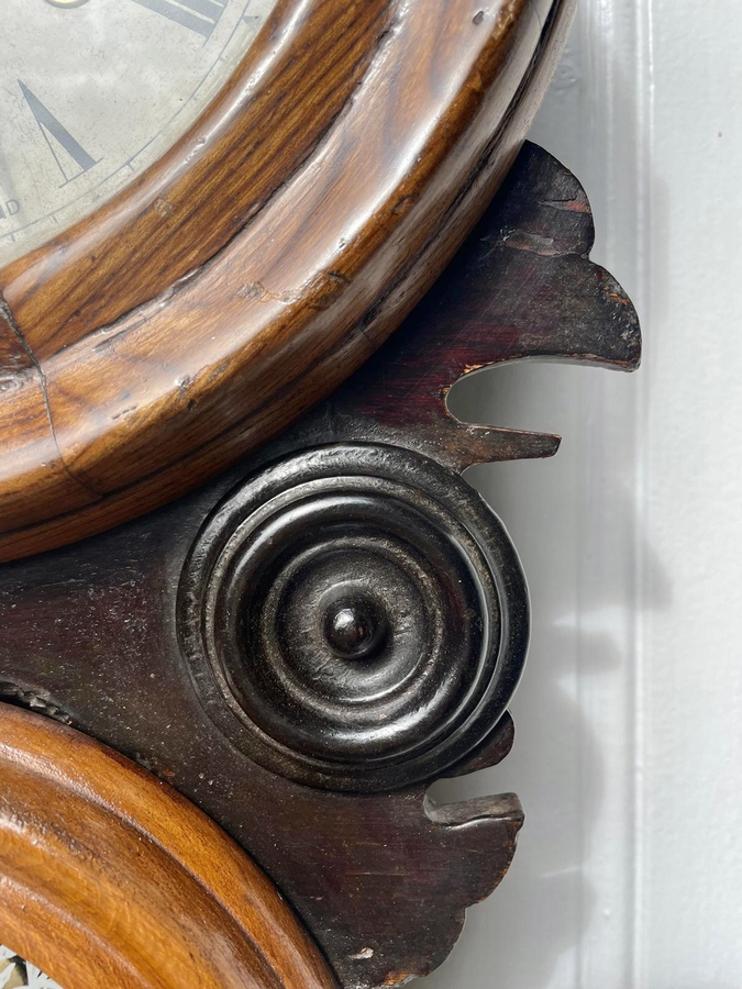 Antique  Unusual Antique Victorian Walnut and Ebonised Wall Clock