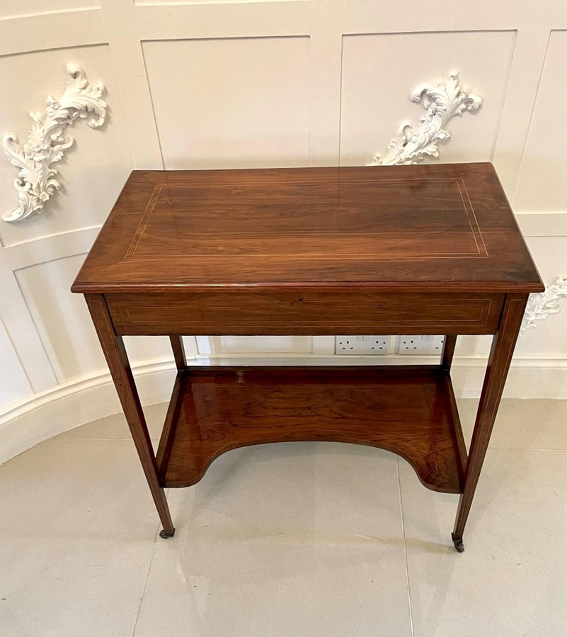 Antique  Unusual Antique Edwardian Inlaid Rosewood Freestanding Writing Desk