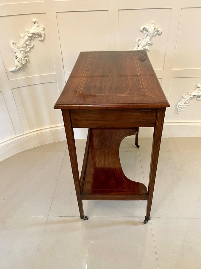 Antique  Unusual Antique Edwardian Inlaid Rosewood Freestanding Writing Desk