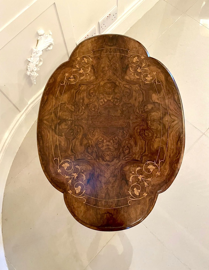 Antique Quality Antique Victorian Burr Walnut Inlaid Work Table