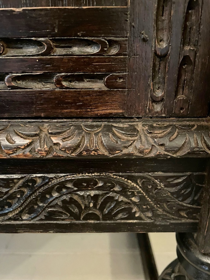 Antique   Large Antique Victorian Carved Oak Side Cabinet 
