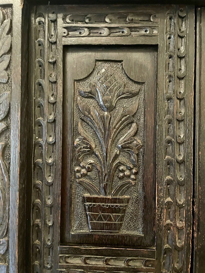Antique   Large Antique Victorian Carved Oak Side Cabinet 